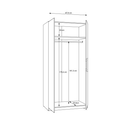 Kledingkast MARO 100x213 cm artisan eiken