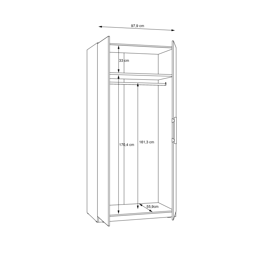 Kledingkast MARO 100x213 cm artisan eiken