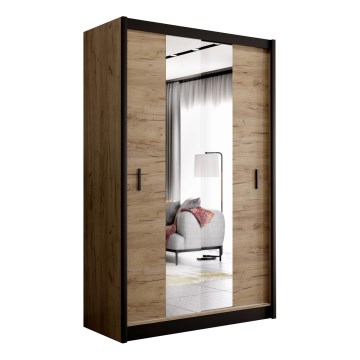 Kledingkast met spiegel MIRO 150x215 cm eiken craft/zwart
