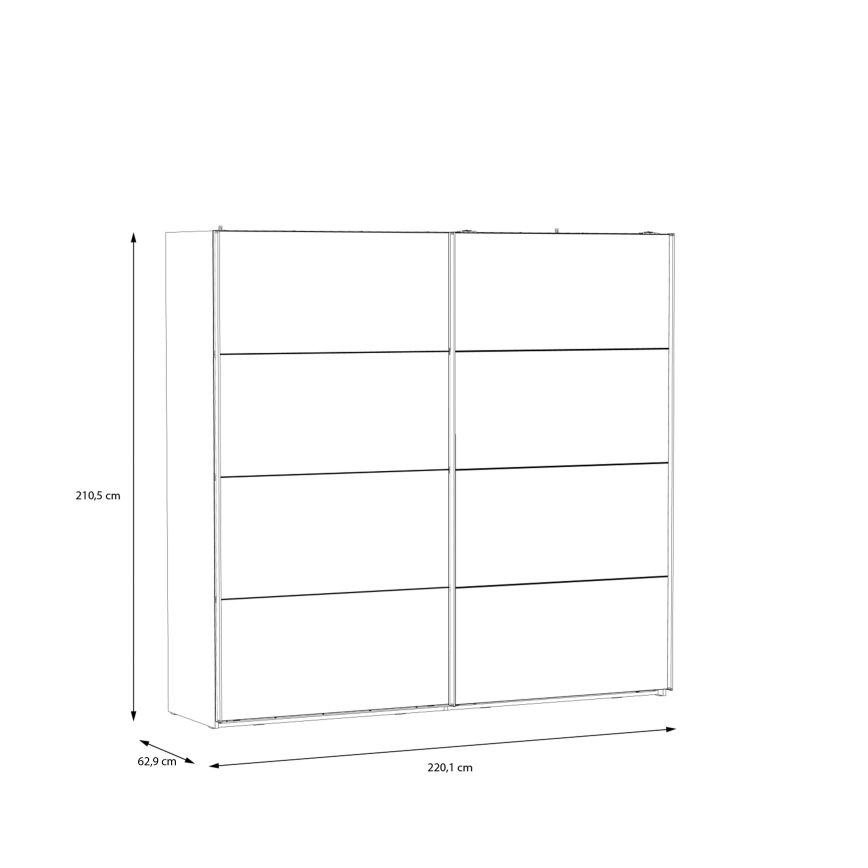 Kledingkast met spiegel OREN 220x210 cm artisan eik
