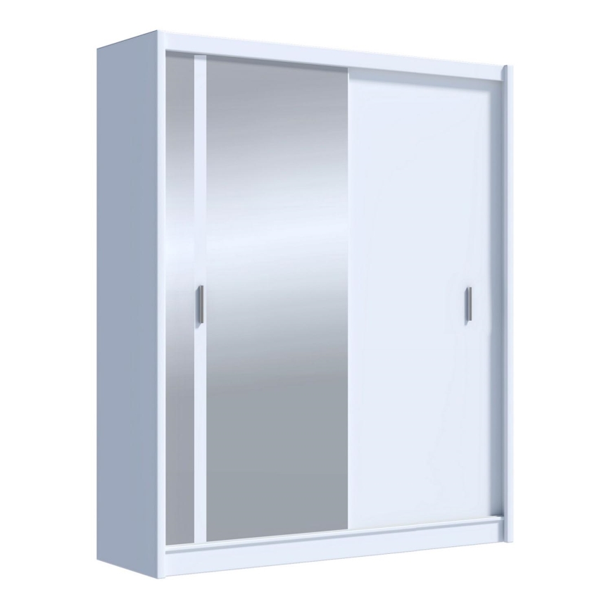 Kledingkast met spiegel SABRINA 180x215 cm wit