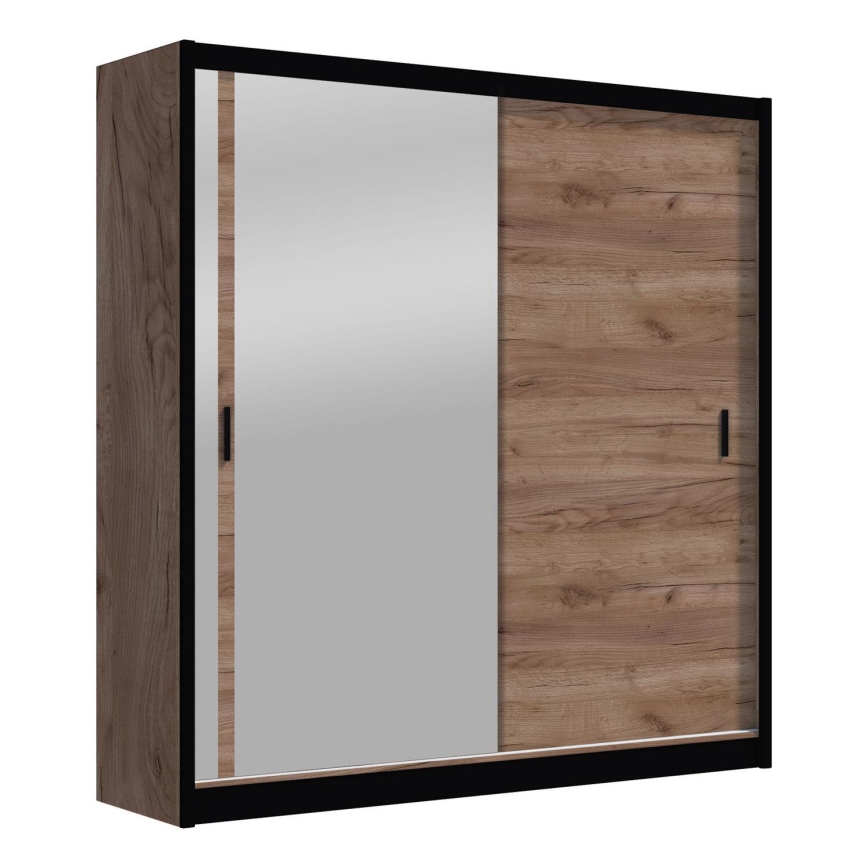 Kledingkast met spiegel SABRINA 203x215 cm eiken craft