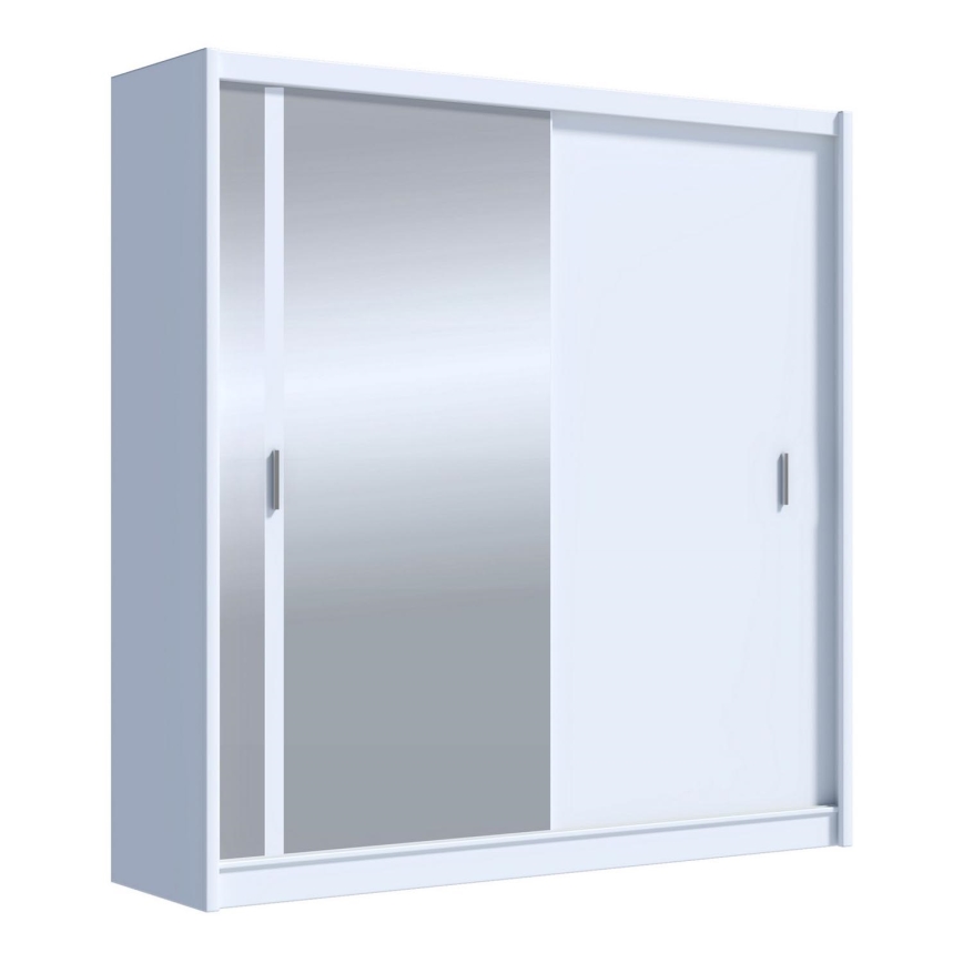 Kledingkast met spiegel SABRINA 203x215 cm wit