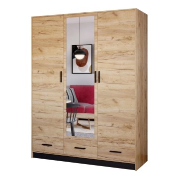 Kledingkast met spiegel SANNA 150x215 cm eiken craft