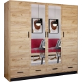 Kledingkast met spiegel SANNA 200x215 cm eiken craft
