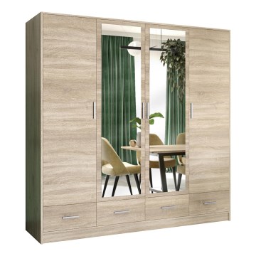 Kledingkast met spiegel SANNA 200x215 cm eiken sonoma