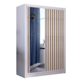 Kledingkast met spiegel SANTINO 150x215 cm wit/eiken craft