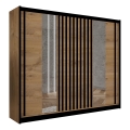 Kledingkast met spiegel SANTINO 250x215 cm eik craft/zwart