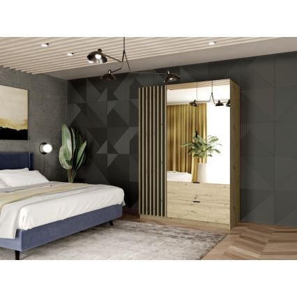 Kledingkast met spiegel VISTA 150x215 cm eiken artisan/grafiet