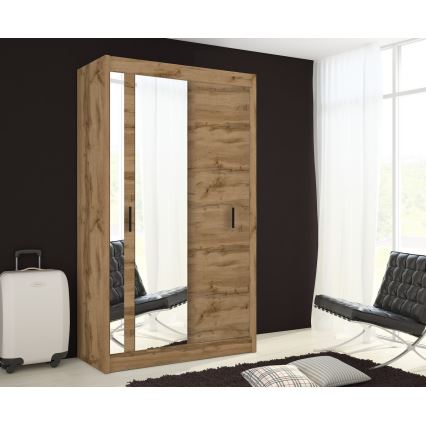 Kledingkast met spiegel SABRINA 120x215 cm Wotan eik