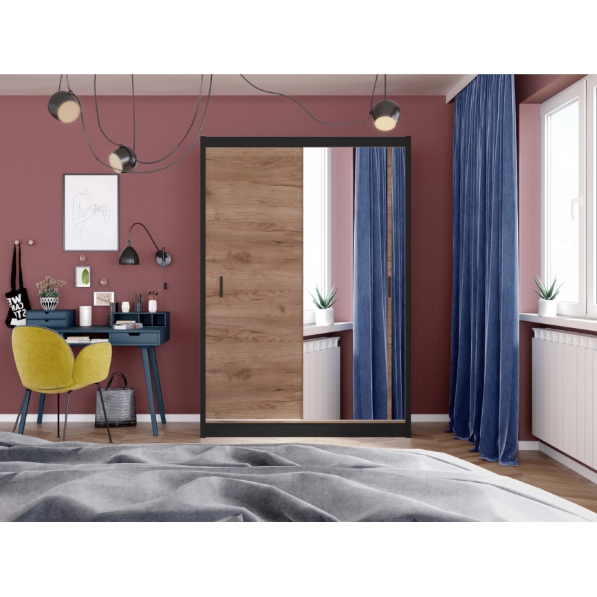 Kledingkast met spiegel SABRINA 150x215 cm eiken craft