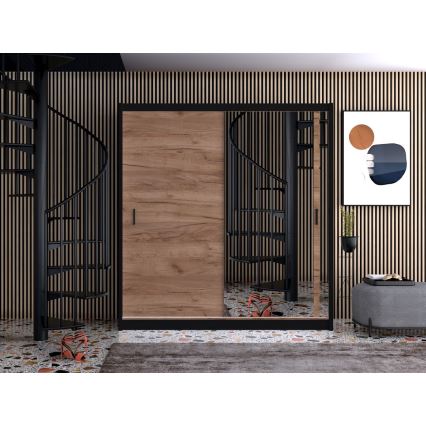 Kledingkast met spiegel SABRINA 203x215 cm eiken craft