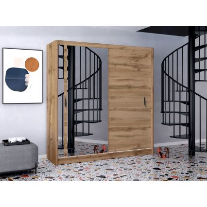 Kledingkast met spiegel SABRINA 203x215 cm eiken woltan