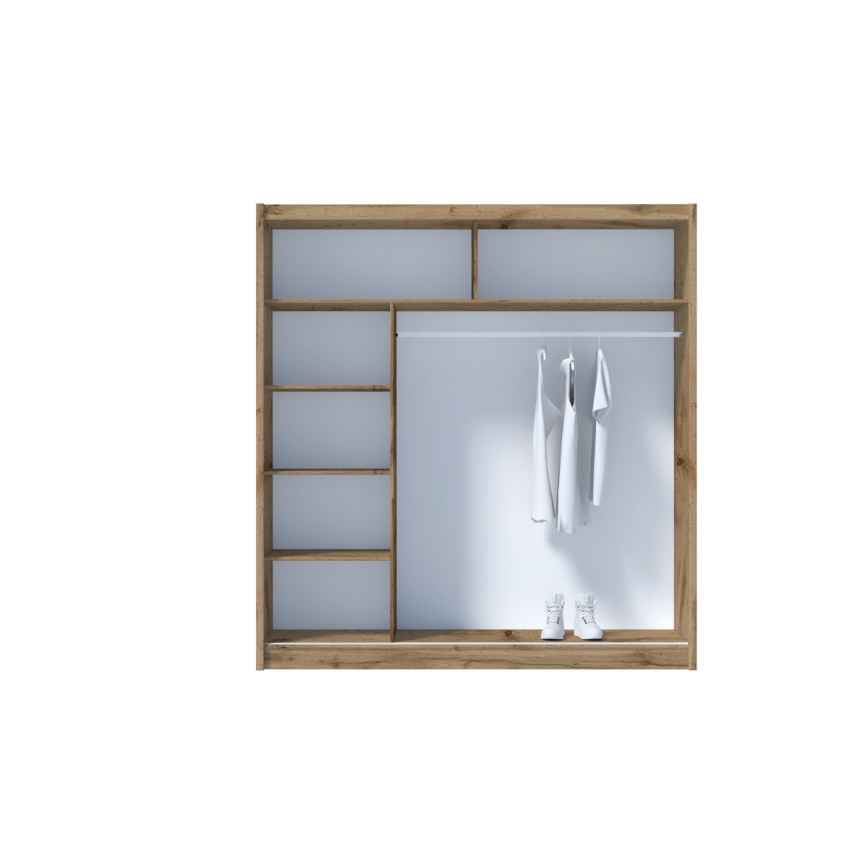 Kledingkast met spiegel SABRINA 203x215 cm eiken woltan