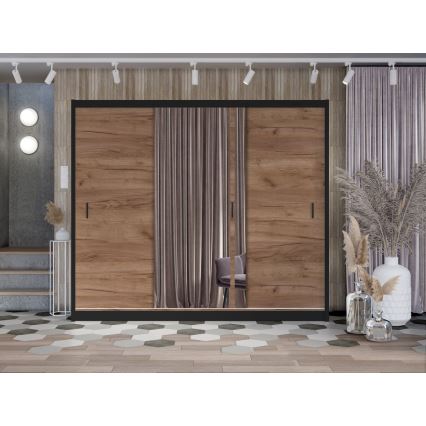 Kledingkast met spiegel SABRINA 250x215 cm eiken craft