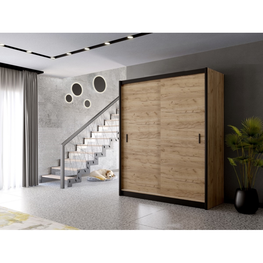 Kledingkast met schuifdeuren SAPHIRA 203x215 cm craft eik