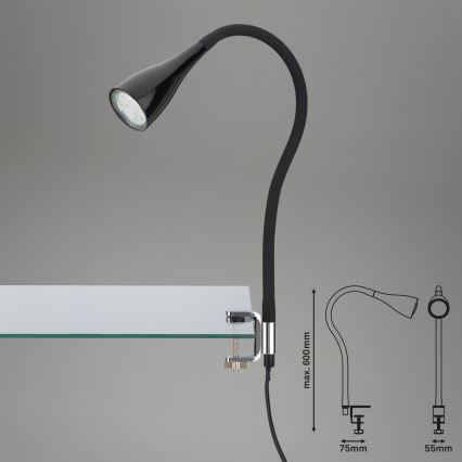 Klemlamp 1xGU10/3W/230V zwart