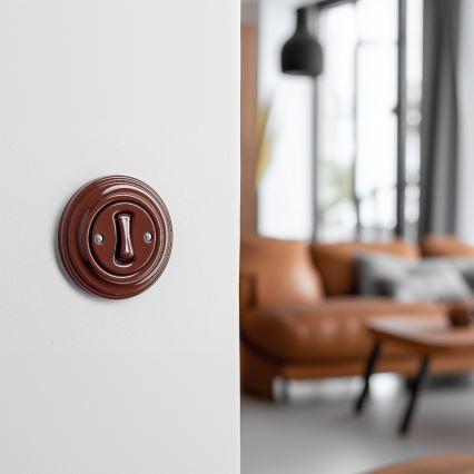 Kliklap - Bouton rétro encadré marron