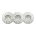 Kliklap - Drievoudig retro wandcontactdoos met afdekraam, 230 V, wit