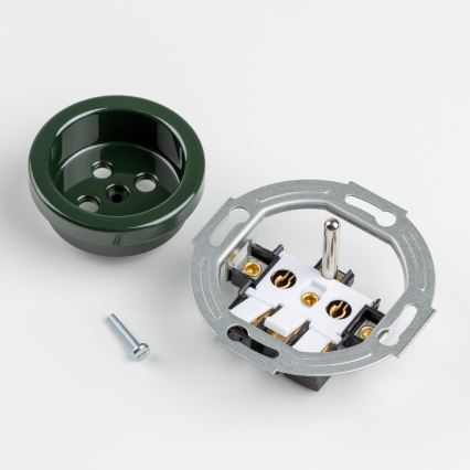 Kliklap - Drievoudige retro wandcontactdoos met afdekraam 230V groen