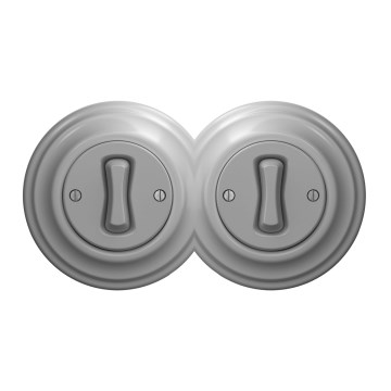 Kliklap - Dubbele retro eenpolige schakelaar met afdekraam nr. 1, grijs