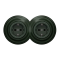 Kliklap - Dubbele retro-wandcontactdoos met frame SCHUKO 230V, groen