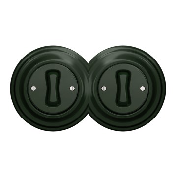 Kliklap - Dubbele stijlvolle retro eenpolige schakelaar met afdekraam nr. 1, groen