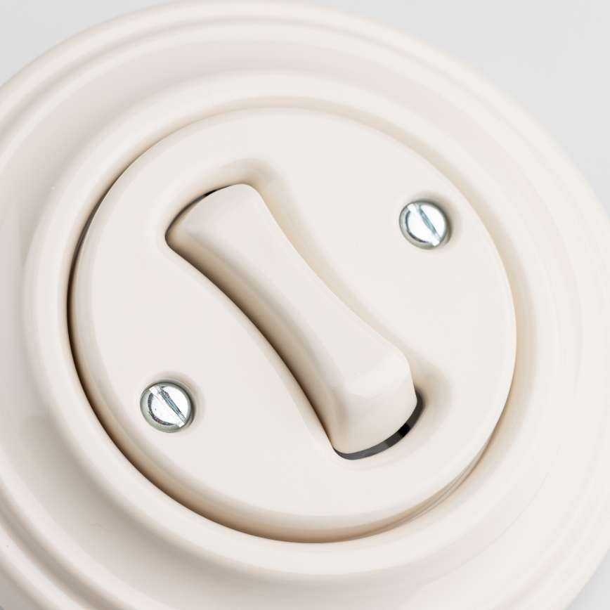 Kliklap - Interrupteur croisé rétro avec cadre n° 7 beige