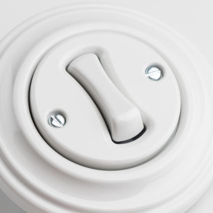 Kliklap - Interrupteur croisé rétro avec cadre n° 7, blanc neige