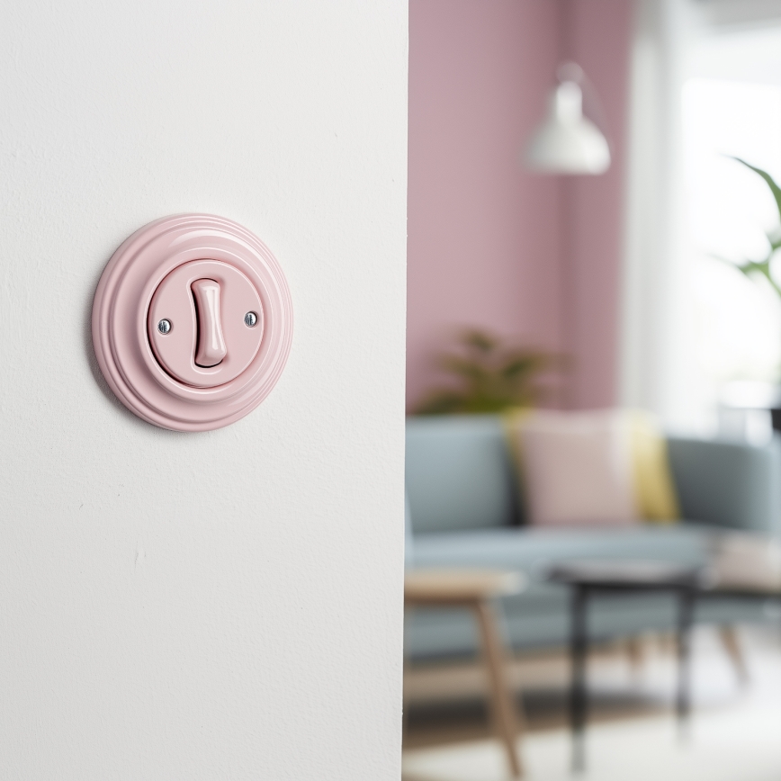 Kliklap - Interrupteur croisé rétro avec cadre n° 7 rose ancien