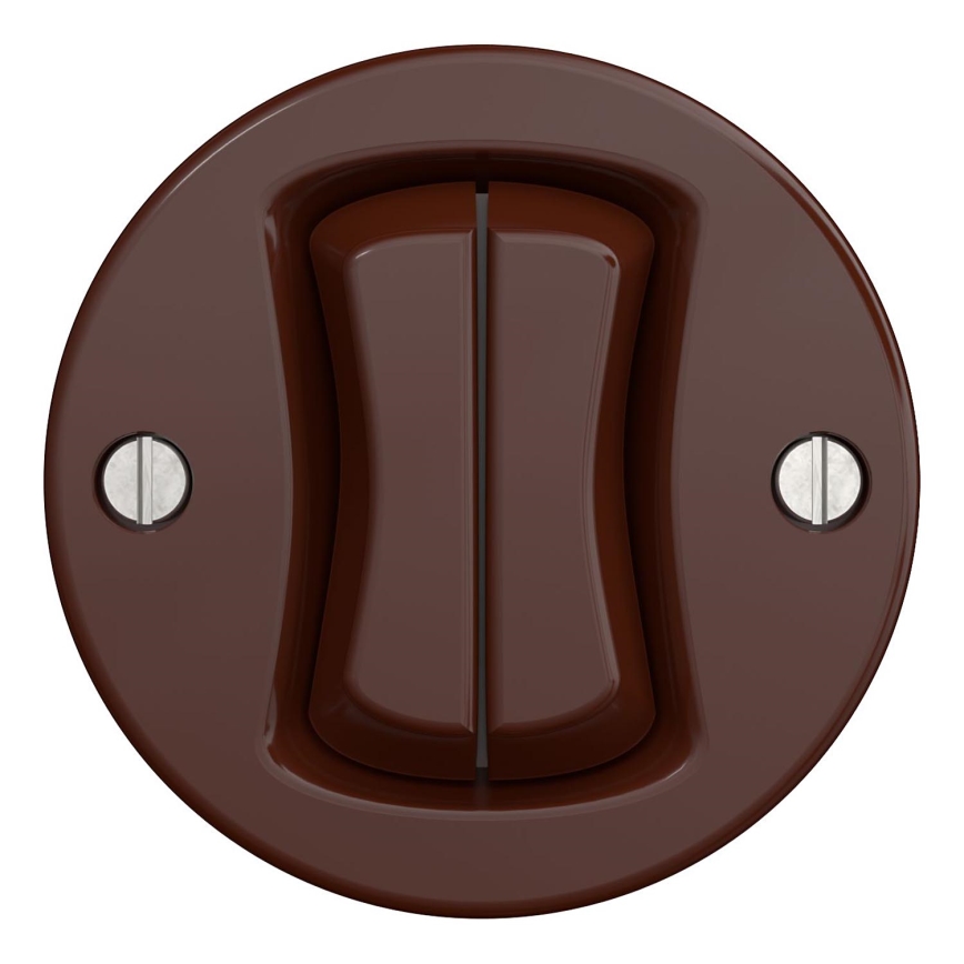 Kliklap - Interrupteur double d'escalier rétro sans cadre n° 6+6 sans cadre marron