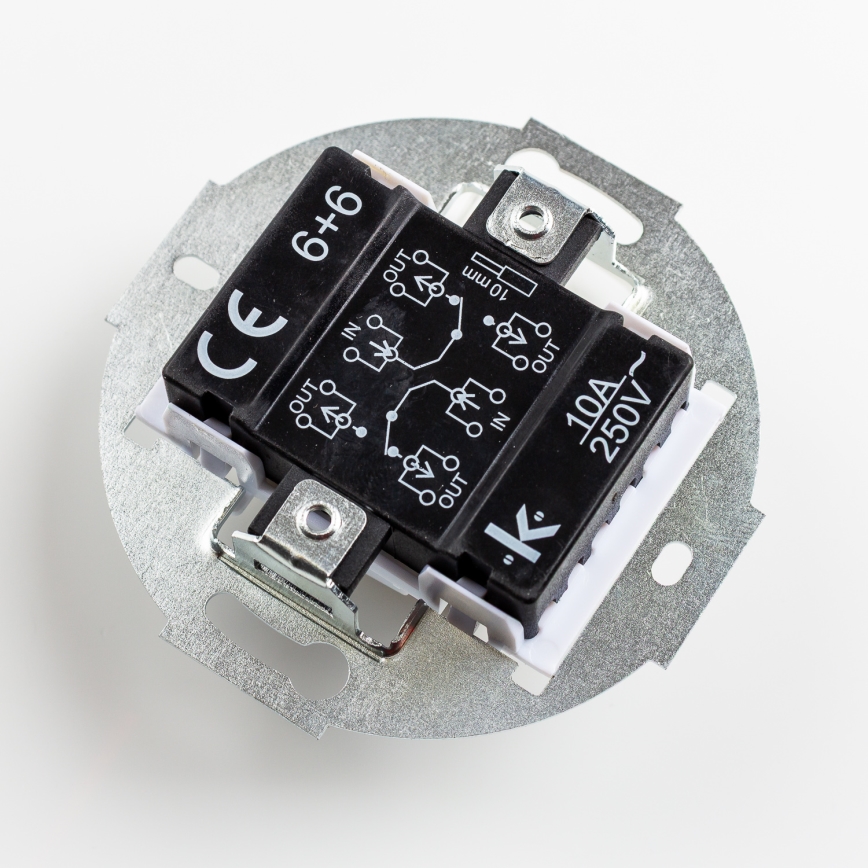 Kliklap - Interrupteur double d'escalier rétro sans cadre n° 6+6 gris