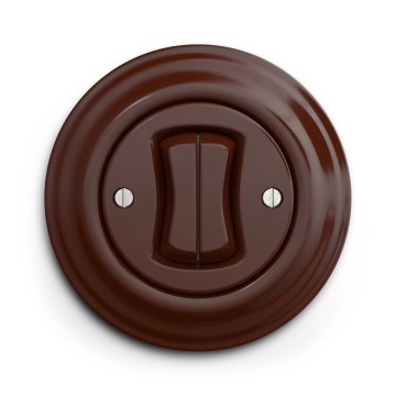 Kliklap - Interrupteur double pour escalier au style rétro, cadre n° 6+6, brun