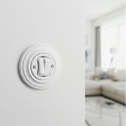 Kliklap - Interrupteur double rétro avec cadre blanc neige