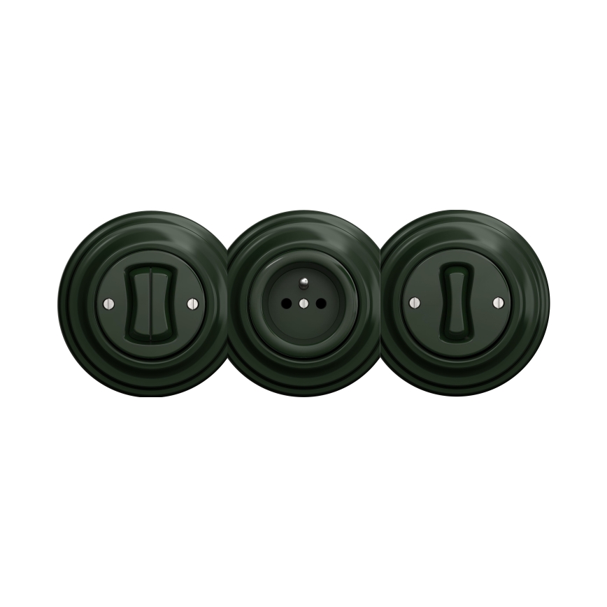 Kliklap - Interrupteur double bouton rétro sans cadre vert