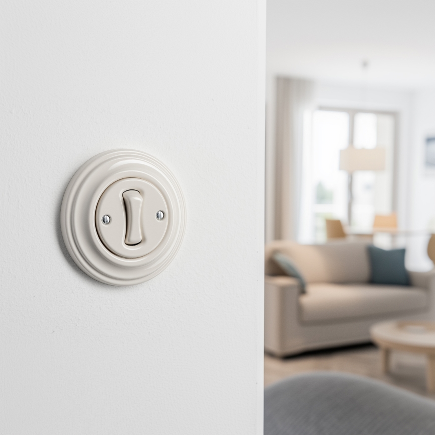 Kliklap - Interrupteur rétro pour escalier avec cadre n° 6, beige