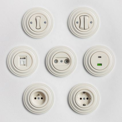 Kliklap - Interrupteur rétro pour escalier avec cadre n° 6, beige