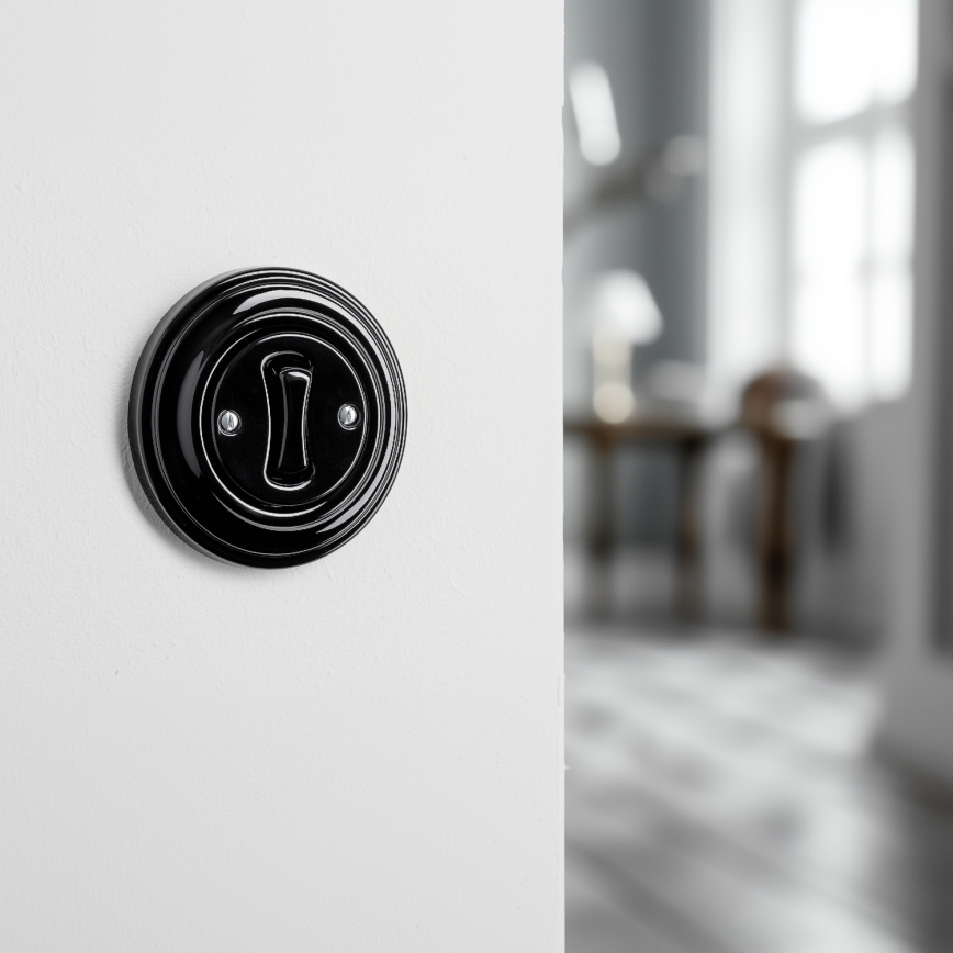 Kliklap - Interrupteur unipolaire rétro avec cadre n° 1, noir