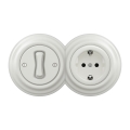 Kliklap - Interrupteur unipolaire rétro n° 1 et prise SCHUKO 230 V avec cadre, blanc