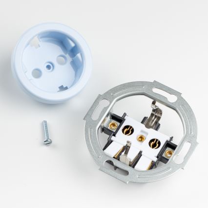 Kliklap - Interrupteur unipolaire rétro n° 1 et prise SCHUKO 230 V avec cadre bleu