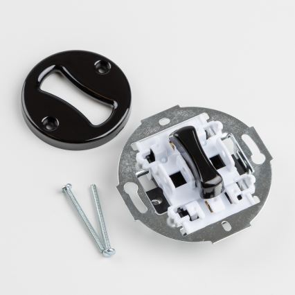 Kliklap - Interrupteur unipolaire rétro n° 1 et prise SCHUKO 230 V avec cadre noir