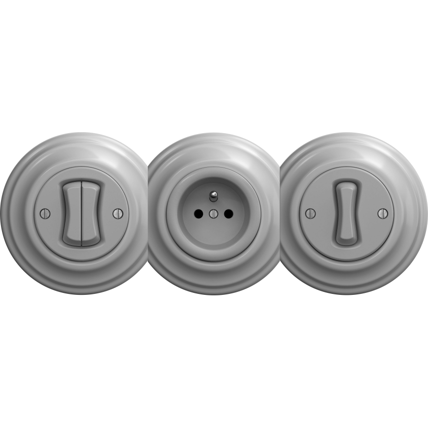 Kliklap - Interrupteur unipolaire vintage sans cadre n° 1 gris