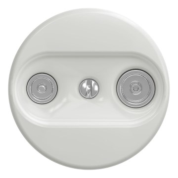 Kliklap - Prise d'antenne rétro TV + radio (passante) sans cadre, céramique blanche