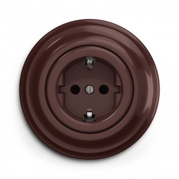 Kliklap - Prise de courant domestique au design rétro avec cadre SCHUKO 230 V / 16 A, marron