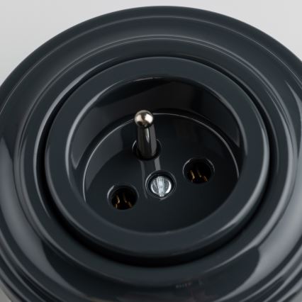 Kliklap - Prise domestique rétro avec cadre, 230V, anthracite