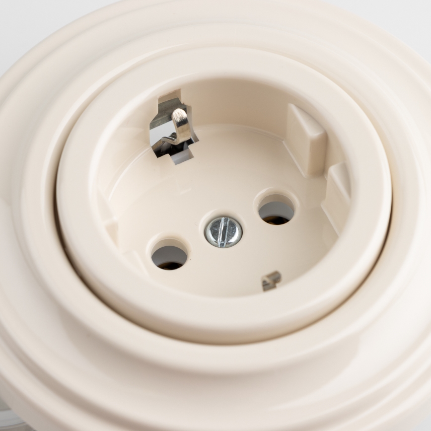 Kliklap - Prise domestique rétro SCHUKO 230V/16A avec cadre, beige
