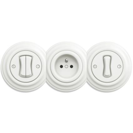 Kliklap - Prise domestique vintage sans cadre SCHUKO 230V/16A blanc