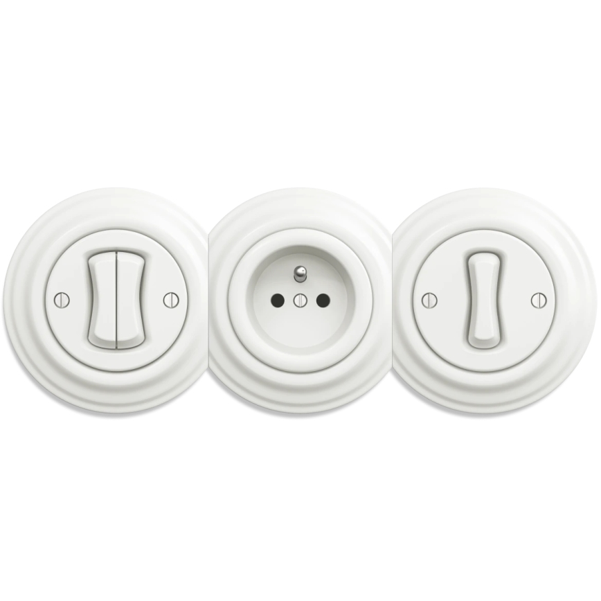Kliklap - Prise domestique vintage sans cadre SCHUKO 230V/16A blanc