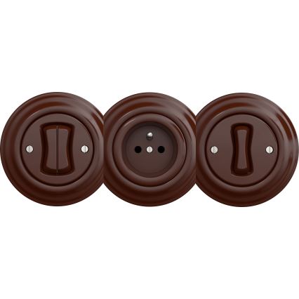 Kliklap - Prise domestique vintage sans cadre SCHUKO 230V/16A marron