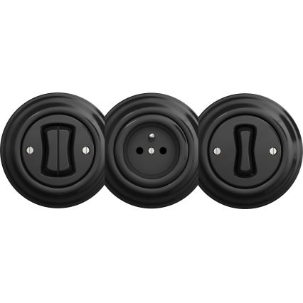 Kliklap - Prise domestique vintage sans cadre SCHUKO 230V/16A noir